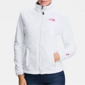 White North Face Fleece Pink Breast Cancer Ribbon